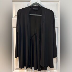 Nina Leonard Liquid Knit Cardigan Sweater Women Sz L Black Stretch Office Classy